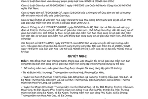 Nghị quyết 18/2011/NQ-HĐND chuyển đổi cơ sở giáo dục mầm non bán công công lập Đắk Lắk