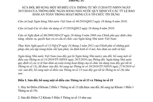 Thông tư 22/2011/TT-NHNN sửa đổi Thông tư 13/2010/TT-NHNN
