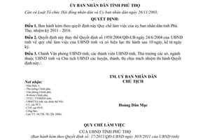 Quyết định 17/2011/QĐ-UBND Quy chế làm việc UBND Phú Thọ nhiệm kỳ 2011 – 2016