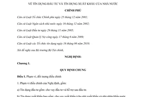 Nghị định 75/2011/NĐ-CP tín dụng đầu tư và xuất khẩu nhà nước