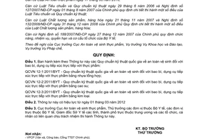 Thông tư 34/2011/TT-BYT Quy chuẩn kỹ thuật quốc gia an toàn vệ sinh