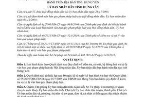 Quyết định 20/2011/QĐ-UBND Rà soát hệ thống hoá xử lý văn bản quy phạm