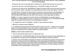 Circular No. 27/2011/TT-NHNN on the amendment, supplement several articles