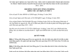 Nghị quyết 15/2011/NQ-HĐND nguyên tắc định mức phân bổ chi đầu tư phát triển 2012-2015 Lâm Đồng