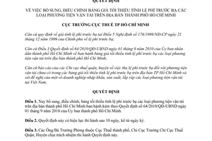 Công văn 2342/QĐ-CT bổ sung bảng giá tối thiểu tính lệ phí trước bạ