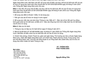 Thông tư 27/2011/TT-NHNN sửa đổi Quy chế dự trữ bắt buộc