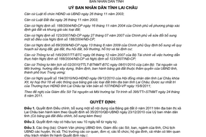 Quyết định 23/2011/QĐ-UBND điều chỉnh bảng giá đất năm 2011