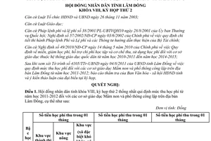 Nghị quyết 18/2011/NQ-HĐND mức thu học phí mầm non và phổ thông Lâm Đồng
