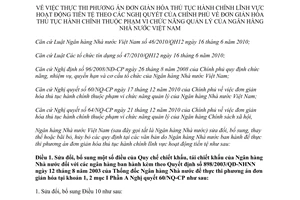 Thông tư 26/2011/TT-NHNN thực thi phương án đơn giản hóa thủ tục hành chính