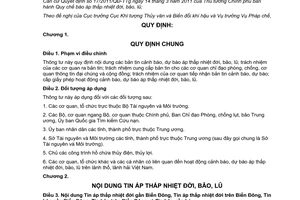 Thông tư 35/2011/TT-BTNMT hướng dẫn Quy chế báo áp thấp nhiệt đới, bảo, lũ