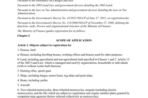 Circular No. 124/2011/TT-BTC, guiding registration fee