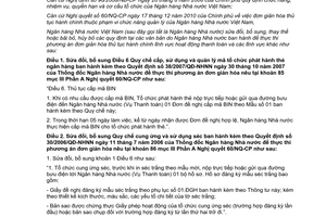 Thông tư 23/2011/TT-NHNN  thực thi phương án đơn giản hóa thủ tục hành chính