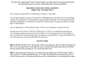 Nghị quyết số 21/2011/NQ-HĐND mức thu lệ phí trước bạ ô tô chở người dưới 10 chỗ