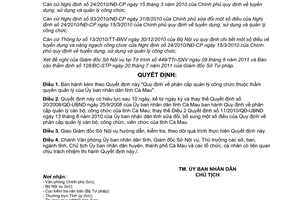 Quyết định 12/2011/QĐ-UBND quy định phân cấp quản lý công chức Cà Mau