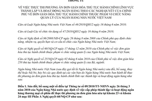 Thông tư 24/2011/TT-NHNN thực thi phương án đơn giản hóa thủ tục hành chính
