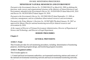 Circular No. 33/2011/TT-BTNMT on soil monitoring procedures