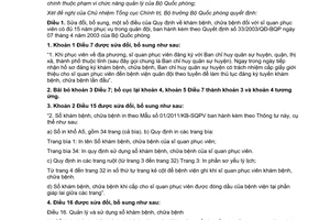 Thông tư 139/2011/TT-BQP sửa đổi, Quy định khám, chữa bệnh sĩ quan