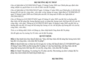 Quyết định 1295/QĐ-BTP Quy chế thực hiện chế độ nâng bậc lương trước thời hạn