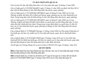 Quyết định 19/2011/QĐ-UBND Quy chế làm việc Ủy ban nhân dân quận 10