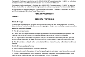 Circular 28/2011/TT-BTNMT technical procedures for ambient air noise monitoring