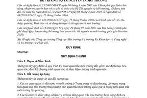 Thông tư 33/2011/TT-BTNMT quy trình kỹ thuật quan trắc môi trường đất