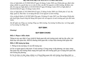 Thông tư 29/2011/TT-BTNMT  quy trình kỹ thuật quan trắc môi trường