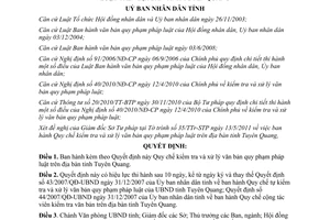 Quyết định 11/2011/QĐ-UBND kiểm tra xử lý văn bản quy phạm pháp luật Tuyên Quang