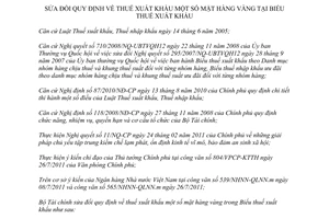 Thông tư 111/2011/TT-BTC sửa đổi quy định thuế xuất khẩu mặt hàng vàng