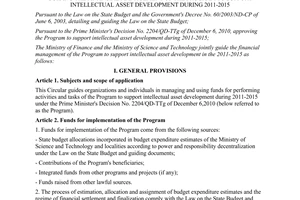 Joint circular No. 112/2011/TTLT-BTC-BKHCN guiding the financial management