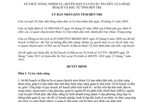 Quyết định 1703/QĐ-UBND 2011 tổ chức Sở Kế hoạch và Đầu tư Bến Tre