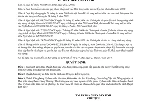 Quyết định 18/2011/QĐ-UBND phân công, phân cấp quản lý nhà nước