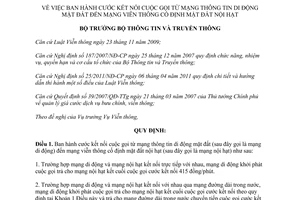 Thông tư 22/2011/TT-BTTTT cước kết nối cuộc gọi từ mạng thông tin di động mặt