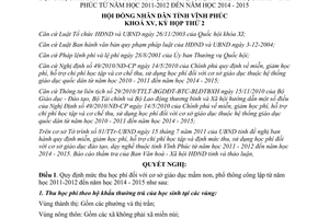 Nghị quyết 18/2011/NQ-HĐND miễn giảm học phí hỗ trợ chi phí học tập Vĩnh Phúc