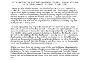 Chỉ thị 1315/CT-TTg chấn chỉnh việc thực hiện hoạt động đấu thầu