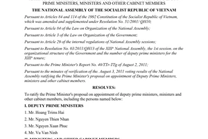 Resolution No. 04/2011/QH13 ratifying the Prime Minister's proposal on appointme