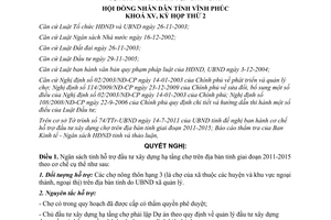 Nghị quyết 14/2011/NQ-HĐND cơ chế hỗ trợ khuyến khích đầu tư xây dựng hạ tầng