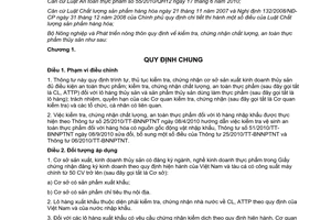 Thông tư 55/2011/TT-BNNPTNT kiểm tra, chứng nhận chất lượng, an toàn thực phẩm