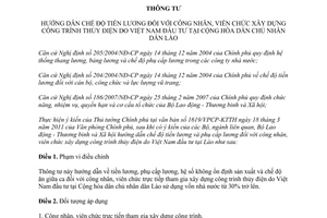 Thông tư 22/2011/TT-BLĐTBXH hướng dẫn chế độ tiền lương công nhân, viên