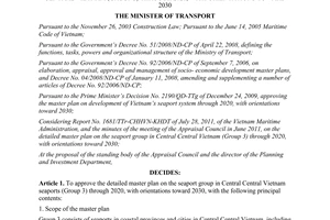 Decision No. 1743/QD-BGTVT approving the detailed master plan on the seaport