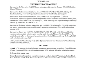 Decision No. 1742/QD-BGTVT approving the detailed master plan on the seaport