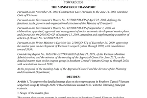 Decision No. 1764/QD-BGTVT approving the detailed master plan on the seaport