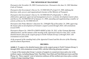 Decision No. 1741/QD-BGTVT approving the detailed master plan on the seaport