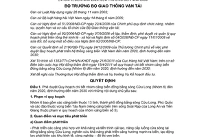 Quyết định 1746/QĐ-BGTVT phê duyệt Quy hoạch chi tiết nhóm cảng biển