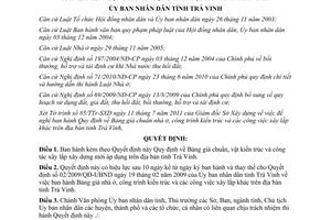 Quyết định 08/2011/QĐ-UBND Quy định Bảng giá chuẩn, vật kiến trúc