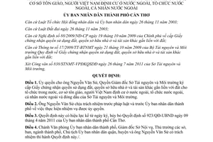 Quyết định 1848/QĐ-UBND năm 2011 ủy quyền cấp Giấy chứng nhận quyền sử dụng đất