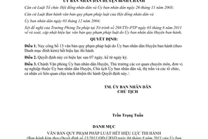 Quyết định 13/2011/QĐ-UBND công bố văn bản quy phạm pháp luật hết hiệu lực