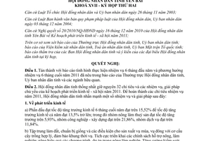 Nghị quyết 15/2011/NQ-HĐND tiếp tục thực hiện nhiệm vụ năm 2011 do Hội đồng nhân