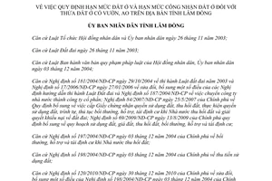 Quyết định 42/2011/QĐ-UBND  hạn mức đất ở và hạn mức công nhận đất ở