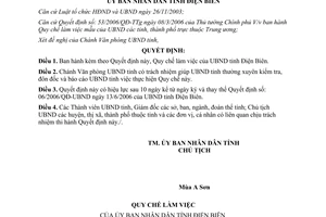 Quyết định 21/2011/QĐ-UBND quy chế làm việc Ủy ban nhân dân Điện Biên