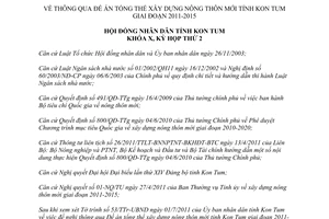 Nghị quyết 17/2011/NQ-HĐND xây dựng nông thôn mới Kon Tum 2011 2015
